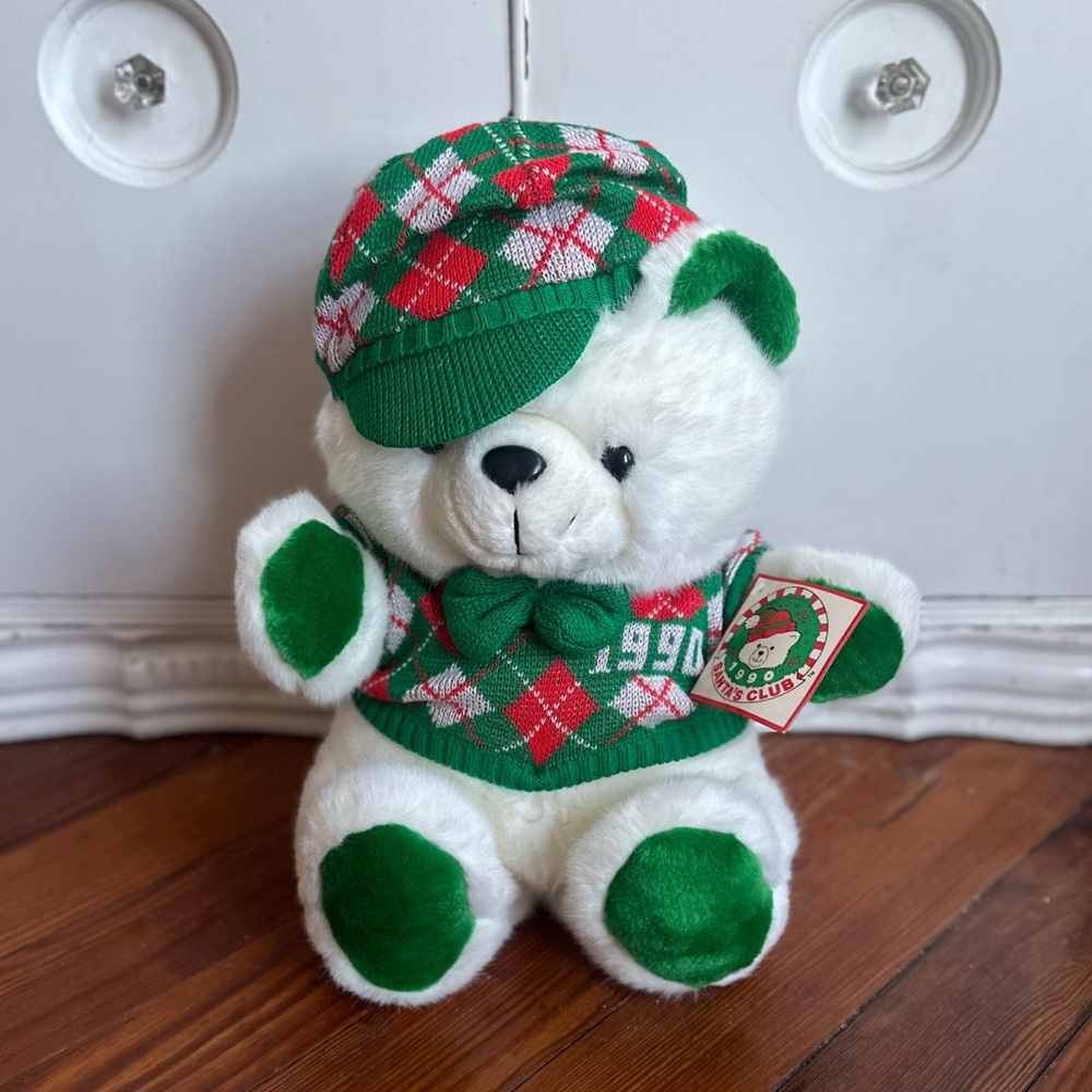 NOS Vintage 1990 Fairview Santa's Club Christmas Golfing Polar Bear Plush 17”
